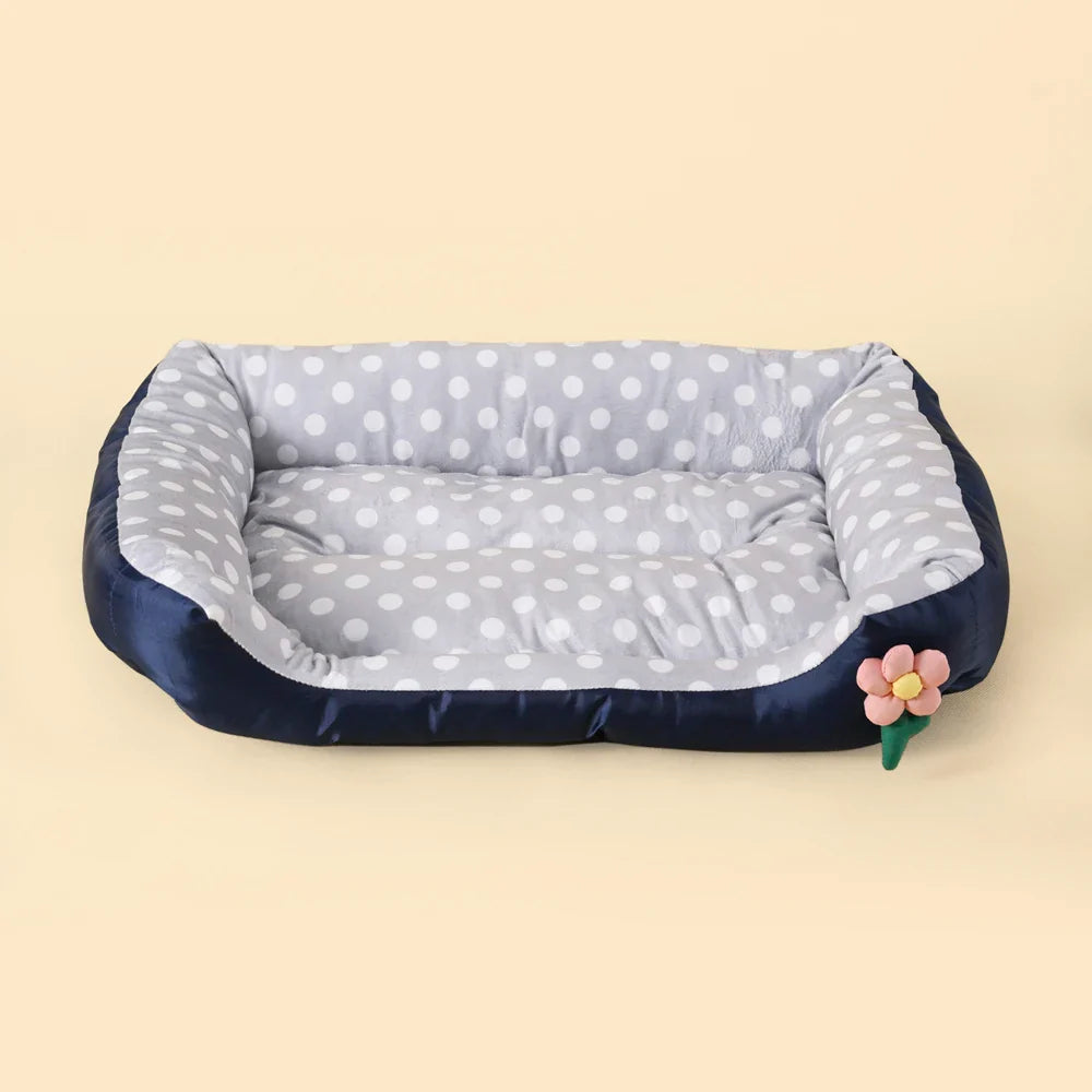 Square Large Dog Bed All Season Flower Soft Small Sofa Kennel for Puppy Mattress Spot Medium Pet Bed